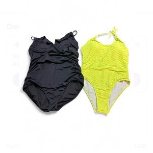 Black 1X and Yellow 1X One Piece Swimsuits Exellent Condition